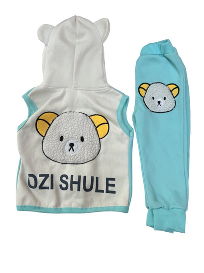 Ozi Shule Bear Hoodie Vest Set Size S
