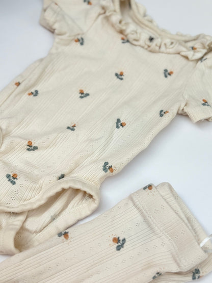 H&M Floral Pointelle Bodysuit & Leggings Set NB