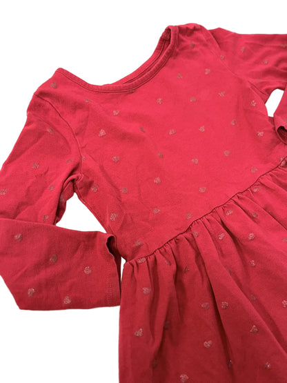 H&M Red Glitter Dot Long Sleeve Dress 2-4Y