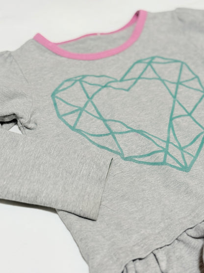 Unknown Gray Geometric Heart Ruffle Top 3