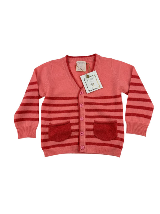 NWT - Kaede Pink Striped Cashmere Cardigan 2-3Y
