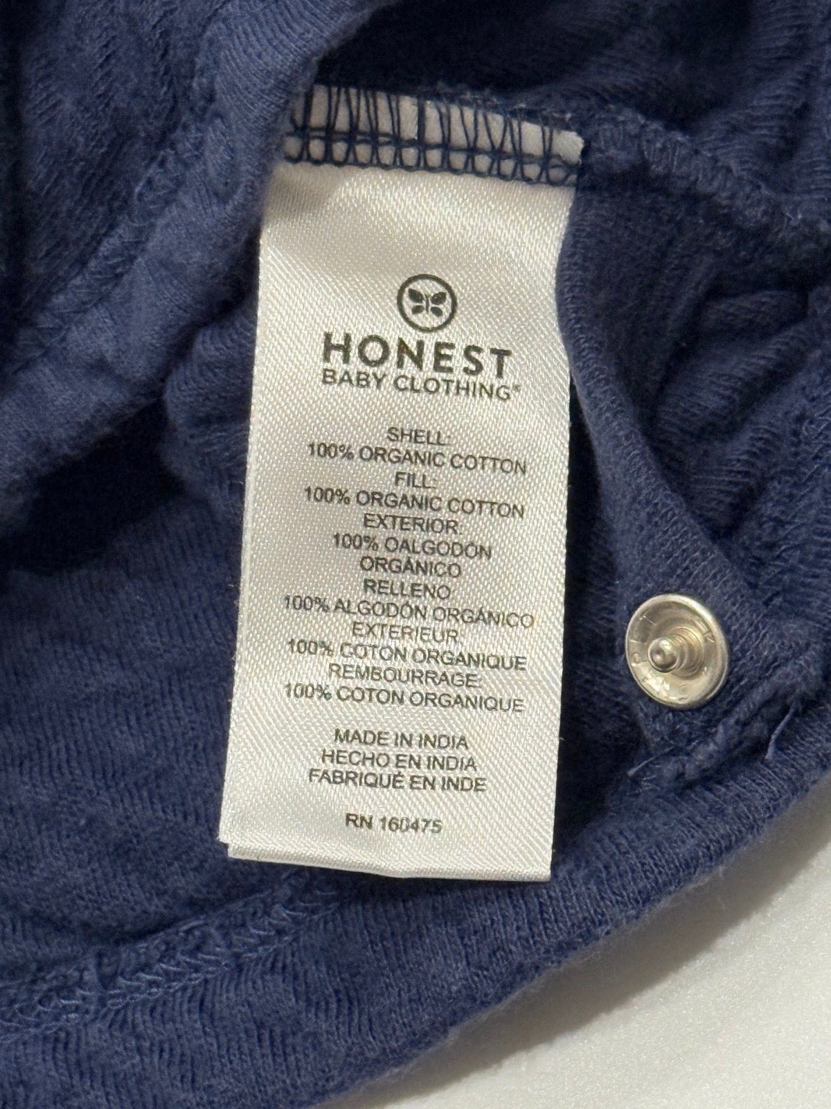 Honest Baby Clothing Navy Quilted Wrap Jacket Newborn