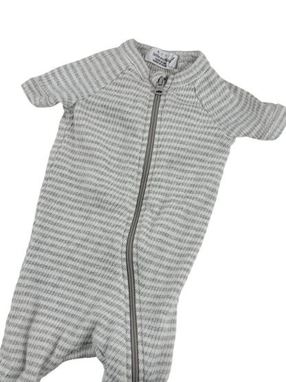 Rise Little Earthling Gray Striped Romper 0-3M
