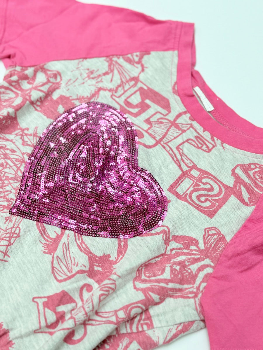 Sequin Heart Graphic Dress 6/7Y
