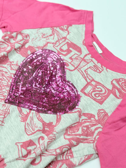 Sequin Heart Graphic Dress 6/7Y
