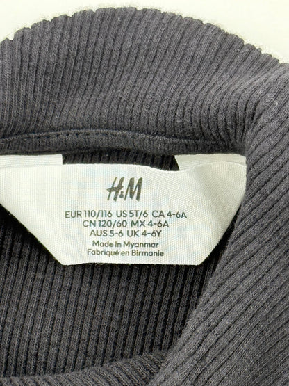 H&M Black Ribbed Peter Pan Collar Top Size 5T/6