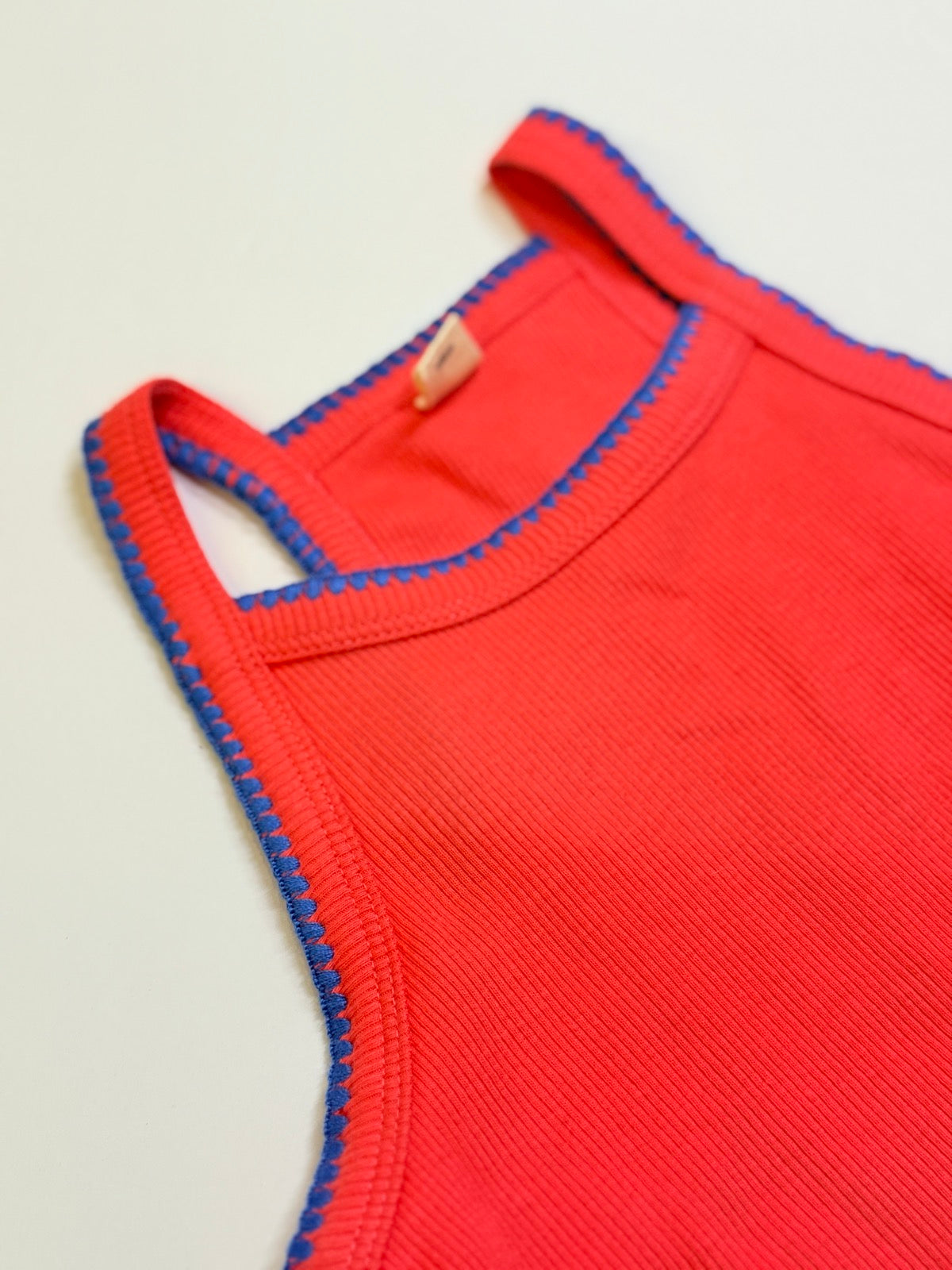 Mini Boden Coral Ribbed Tank Top Size 5-6Y