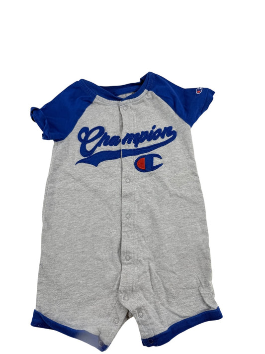Champion Gray Blue Snap Romper Size 12M