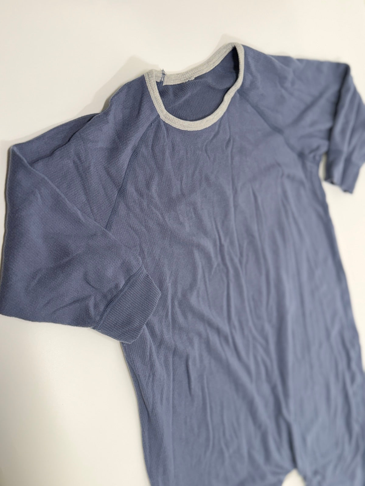 Unknown Blue Ribbed Romper Pajama 3/4T