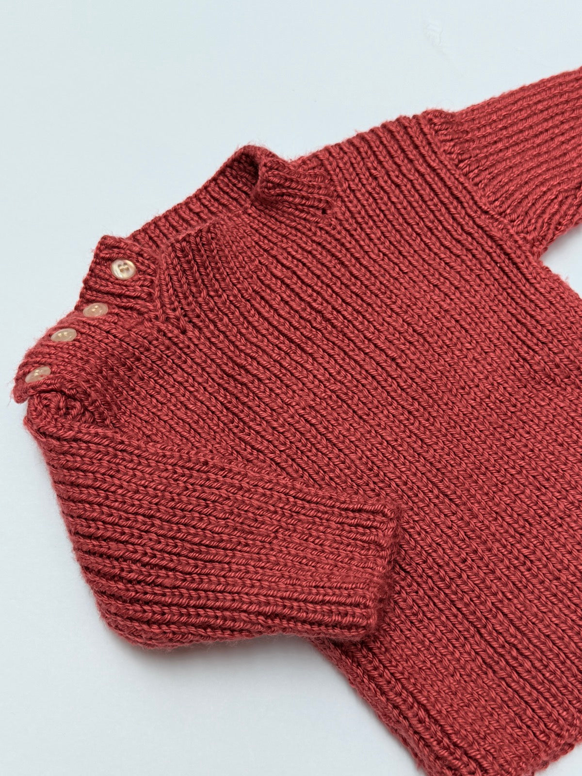 Handmade Rust Knit Sweater Button Shoulder 6M