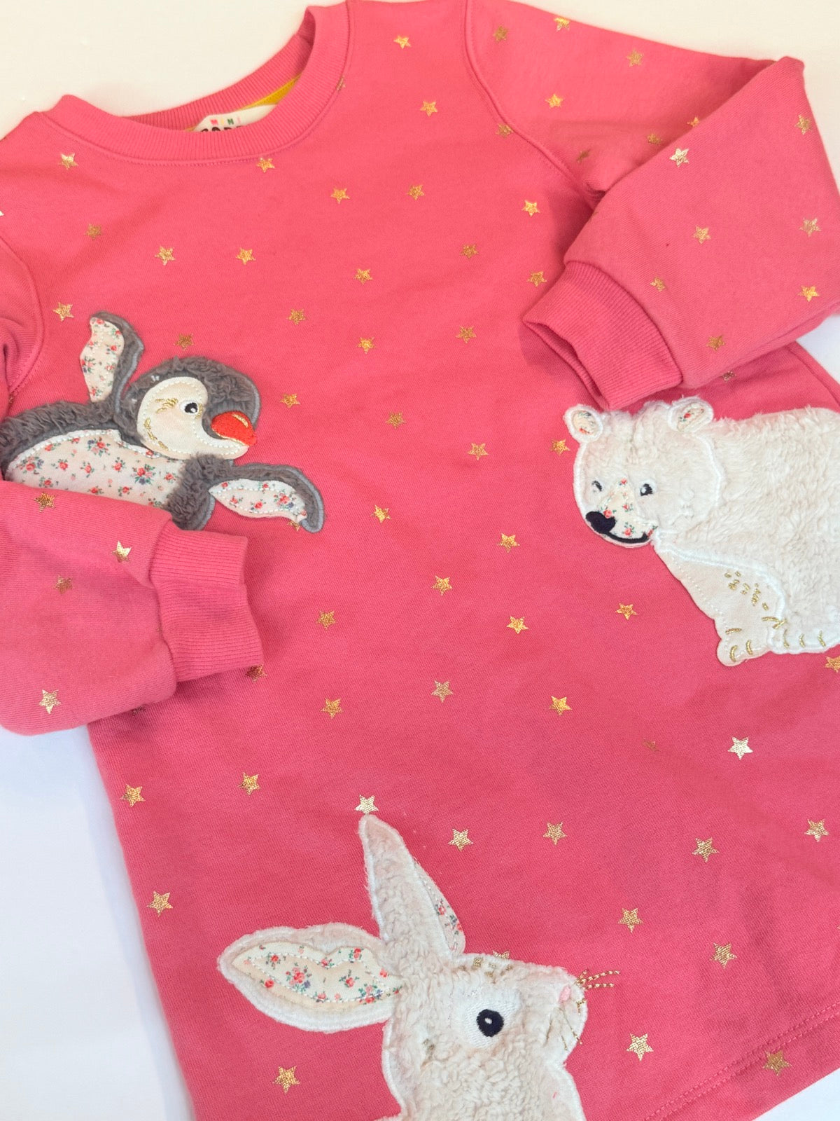 Mini Boden Pink Arctic Animals Sweatshirt Dress 4-5Y