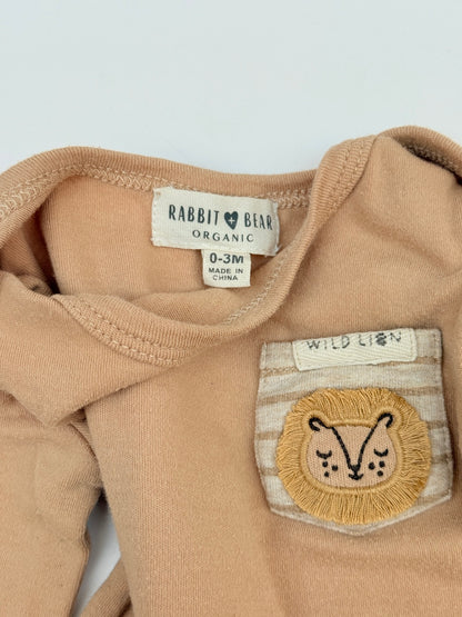Rabbit + Bear Organic Lion Pocket Bodysuit 0-3M