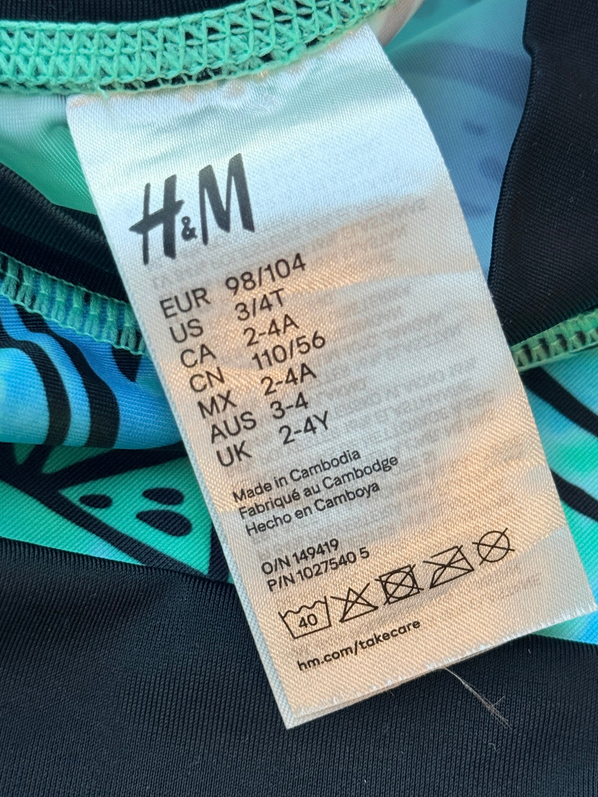 H&M Fruit Print Rash Guard 3 4T