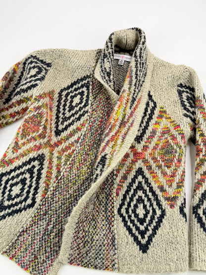 Woven Heart Aztec Knit Cardigan Size 4