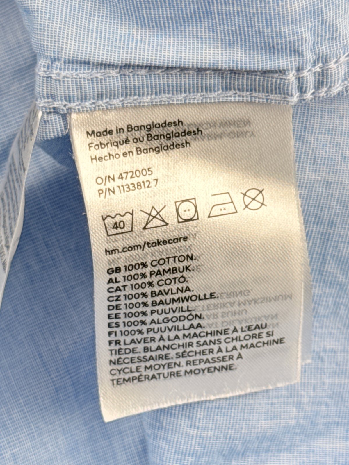 H&M Light Blue Short Sleeve Shirt Size 4-5Y