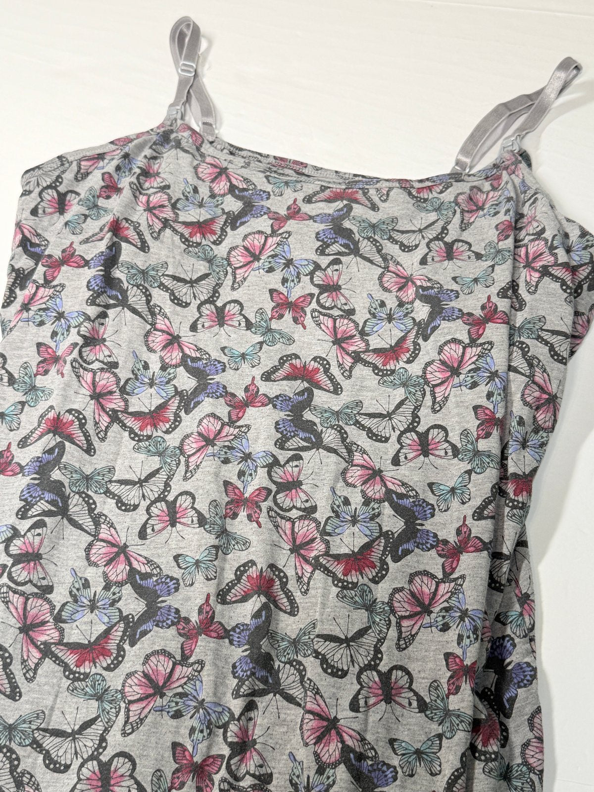 Maternity Gray Butterfly Print Nursing Tank