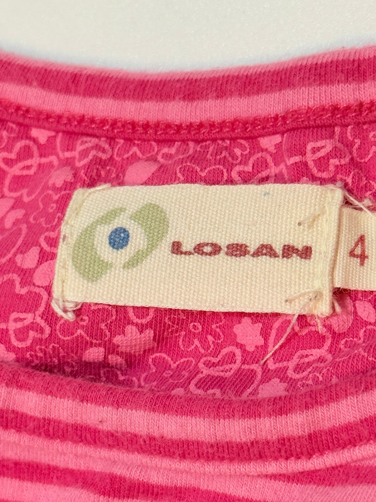 Losan Pink Striped Graphic T-Shirt Size 4
