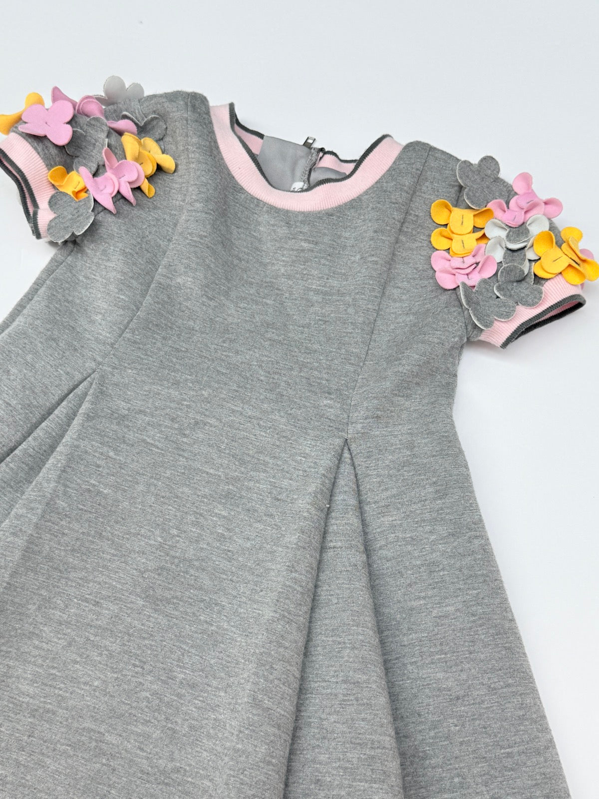 Deux Par Deux Floral Applique Knit Dress 3T