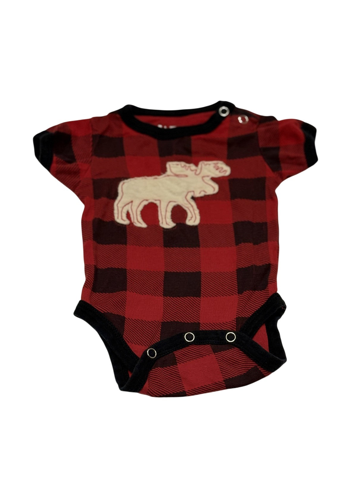 LazyOne Buffalo Plaid Moose Bodysuit 6M
