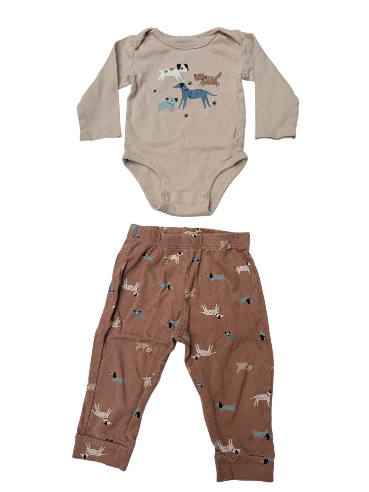 Pekkle Dog Print Bodysuit Pants Set 12M