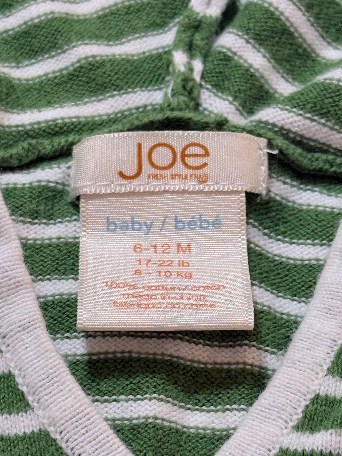 Joe Fresh Striped Hooded Sweater 6-12M