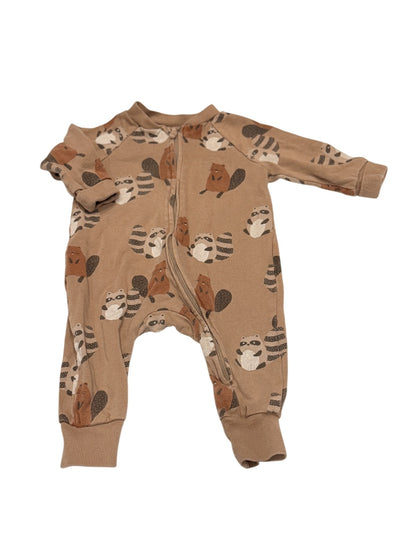 H&M Raccoon Woodland Zip Romper 6m