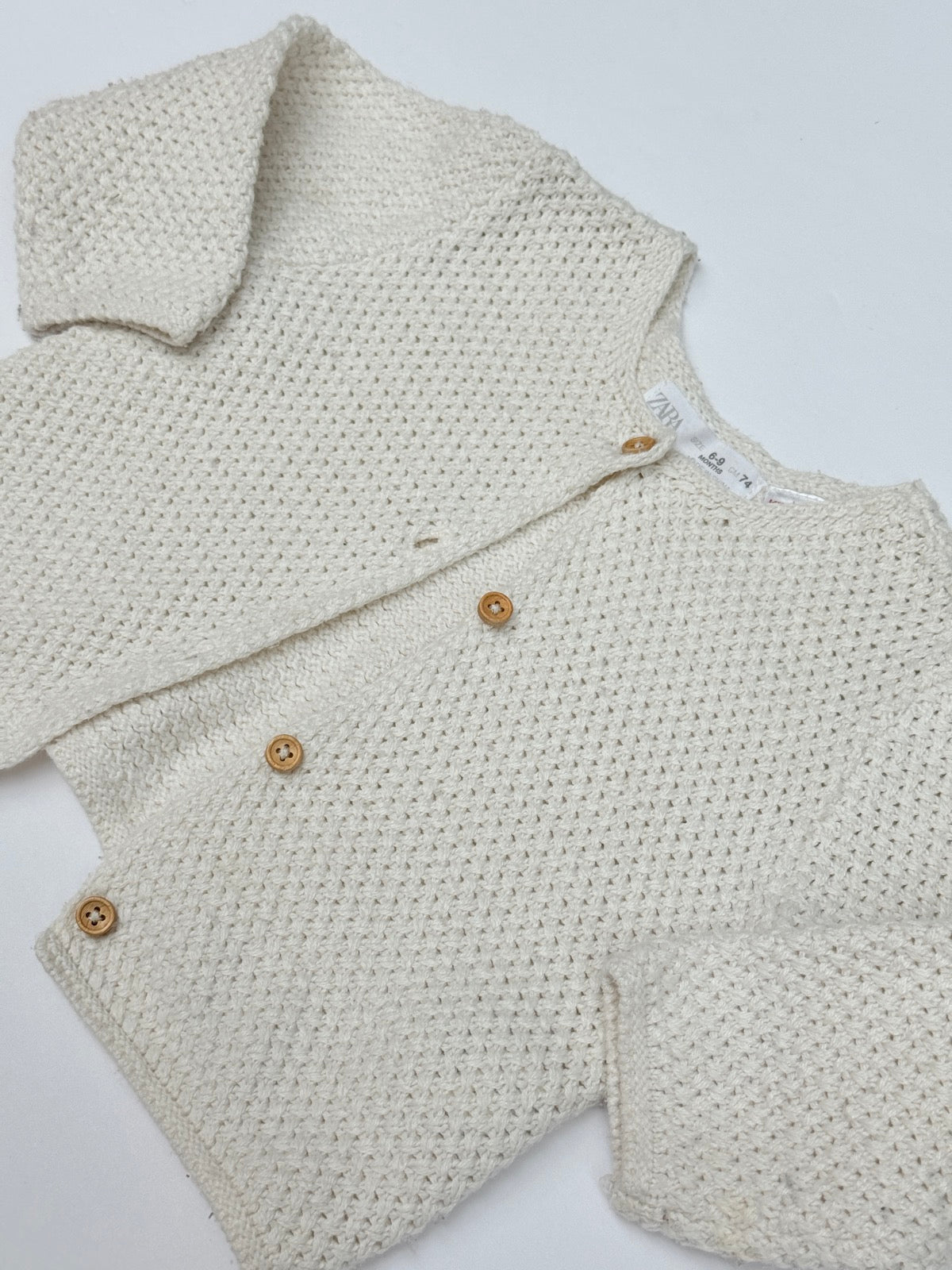Zara Cream Knit Cardigan 6-9M