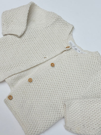 Zara Cream Knit Cardigan 6-9M