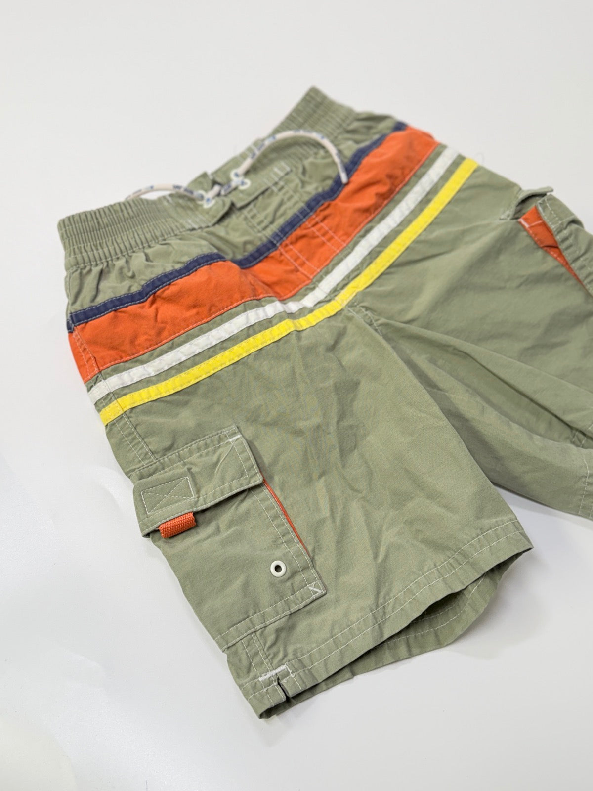 Gap Olive Green Striped Cargo Swim Shorts 2T
