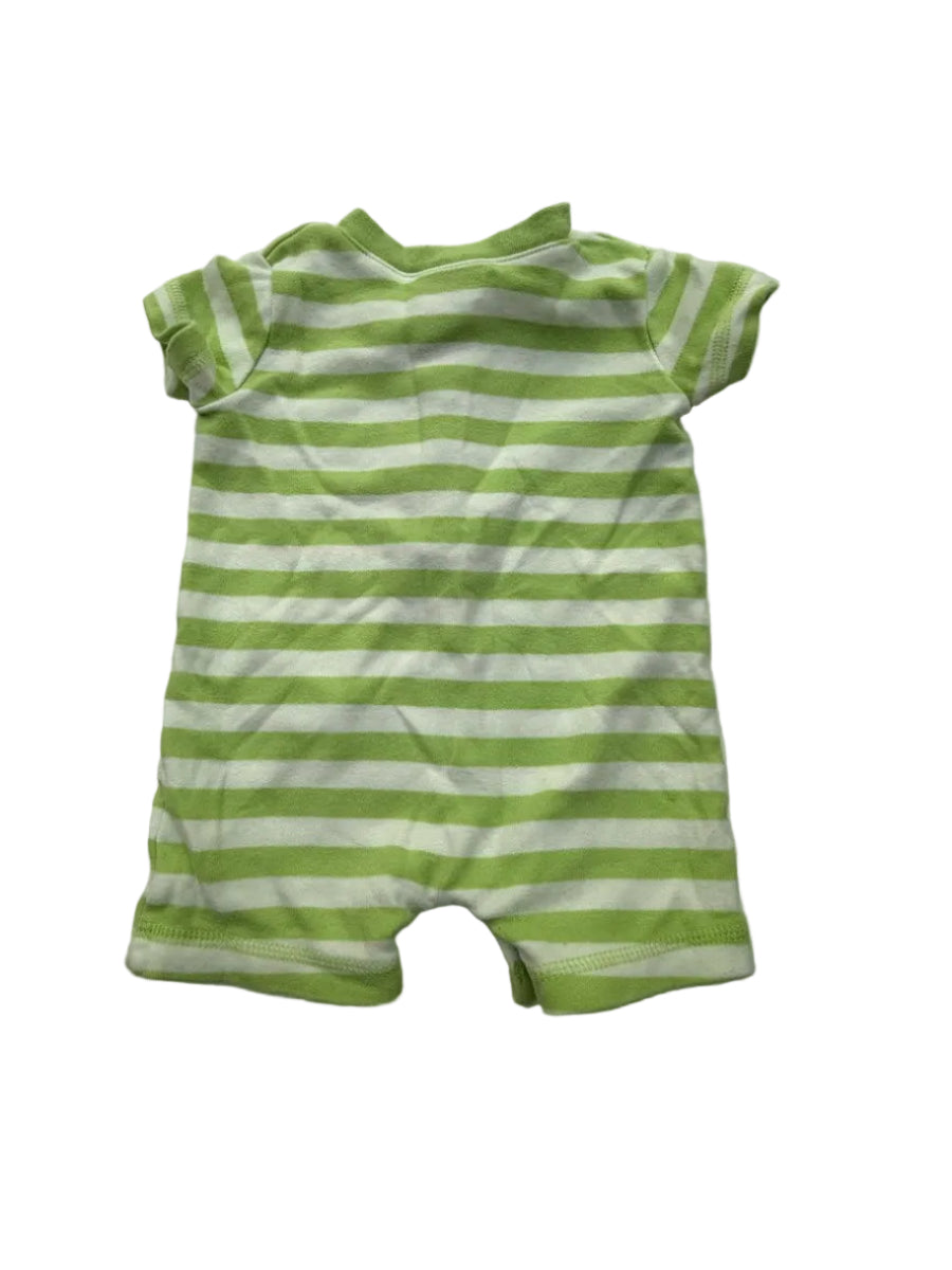 Sears Baby Green Stripe Snap Tee 6-9M