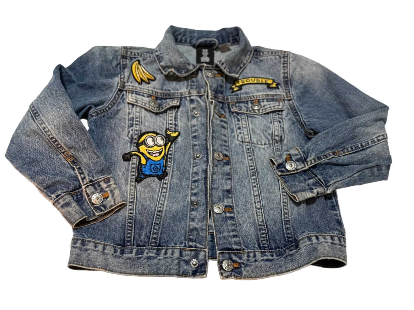 H&M Minions Denim Jean Jacket Trouble 7-8Y