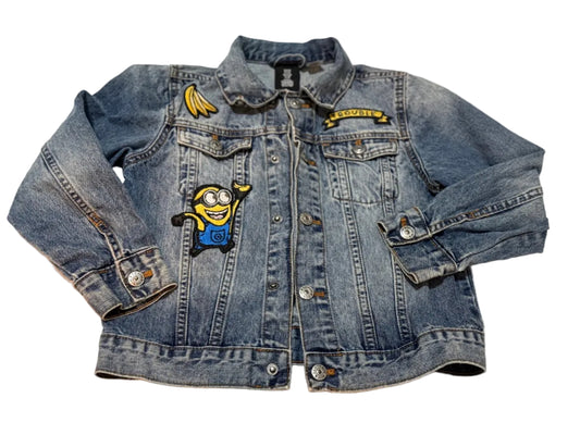 H&M Minions Denim Jean Jacket Trouble 7-8Y