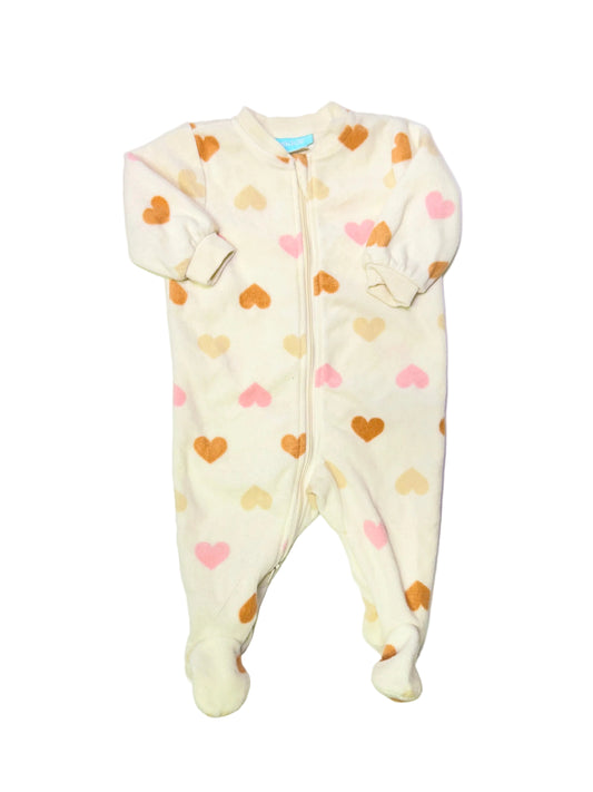 Pekkle Fleece Sleeper Pajamas, Heart Print, 3 Months