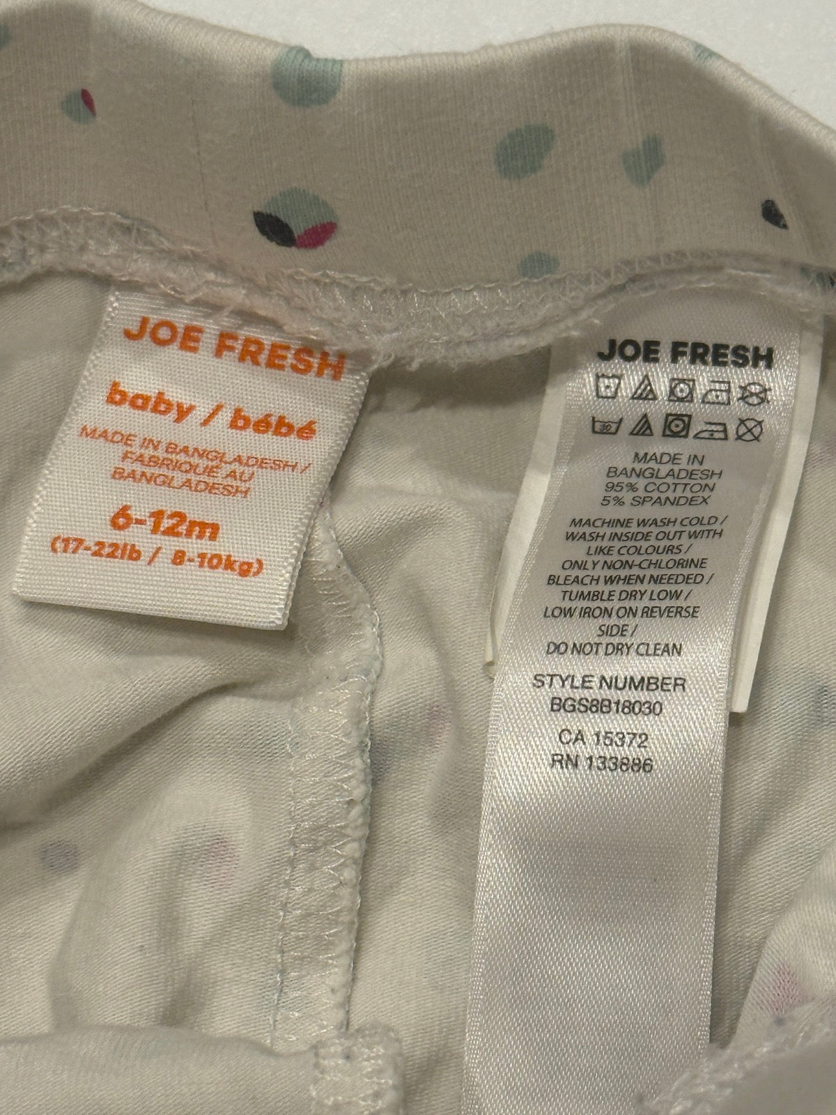 Joe Fresh Polka Dot Peplum Leggings 6-12M