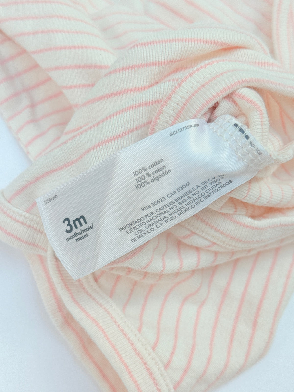 Carter's Pink Stripe Long Sleeve Bodysuit 3m