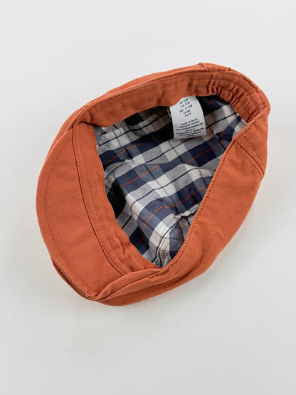 Orange Plaid-Lined Flat Cap Hat 12M
