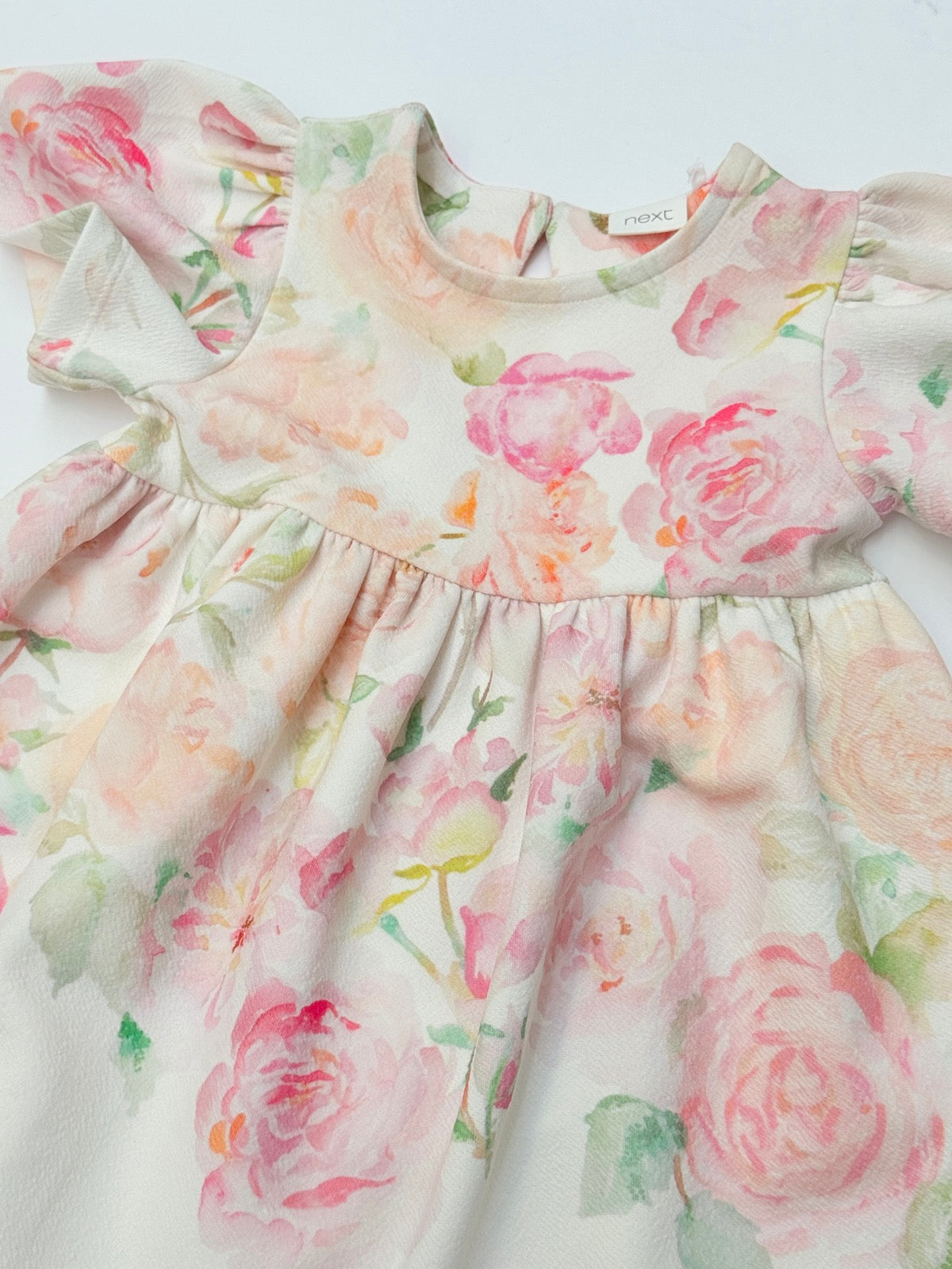 NWT - Next Floral Puff Sleeve Dress 6-9M