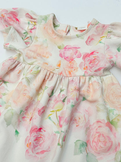 NWT - Next Floral Puff Sleeve Dress 6-9M