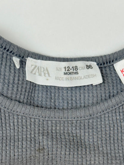 Zara Gray Waffle Knit Bodysuit 12-18 Months