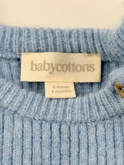 babycottons Blue Knit Sweater & Overalls Set 6M