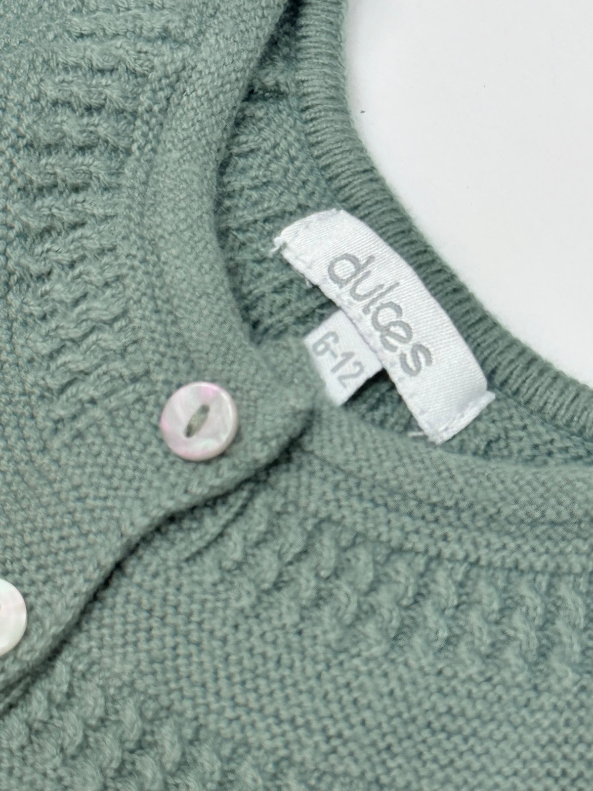 Dulces Green Knit Button Cardigan 6-12m