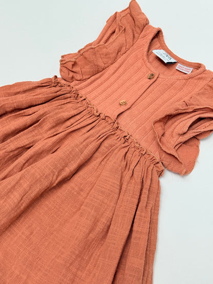 Zara Terracotta Ruffle Dress 12-18M
