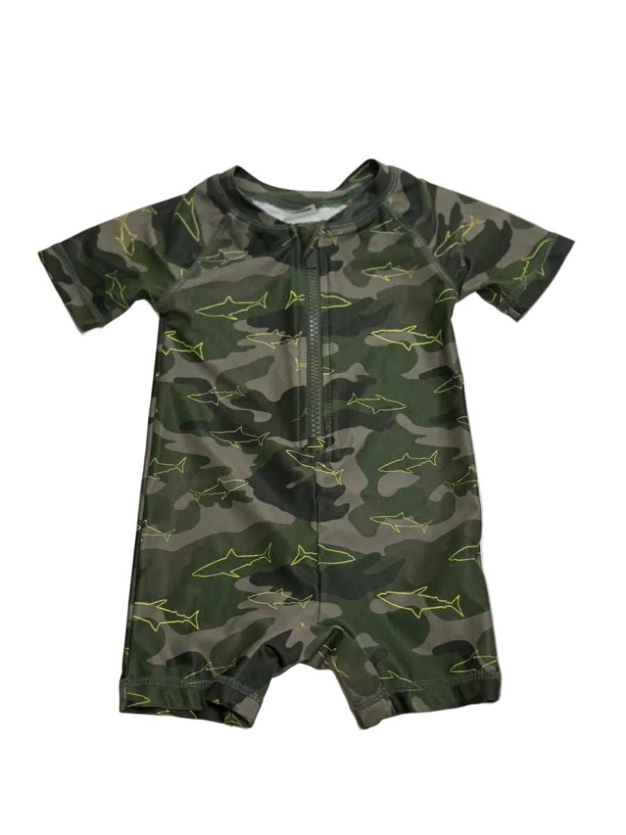 Old Navy Camo Shark Print Swimsuit One-Piece 6-12M
