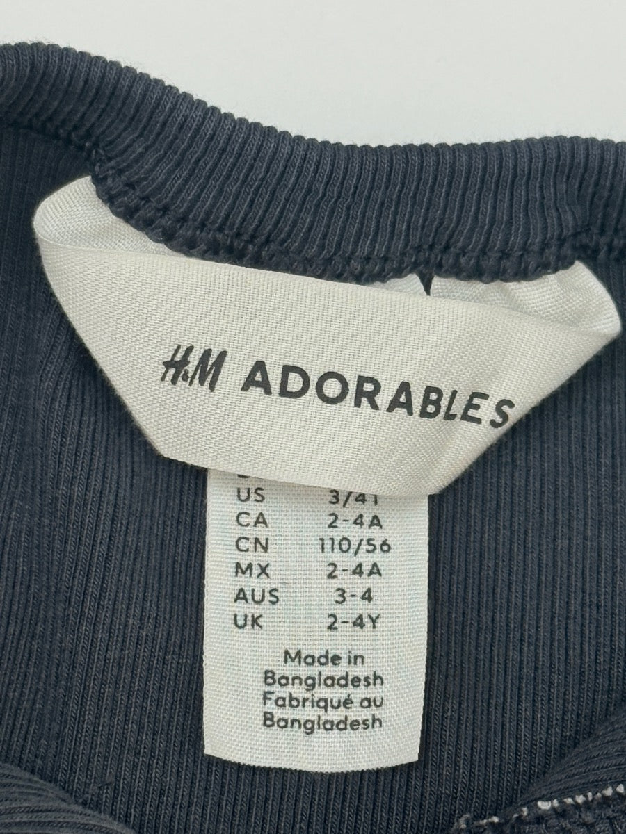 H&M Adorables Navy Ribbed Henley Size 3-4Y