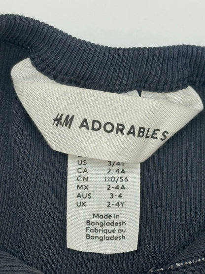 H&M Adorables Navy Ribbed Henley Size 3-4Y