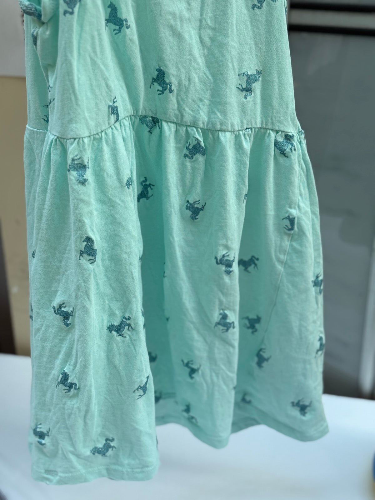 H&M Mint Unicorn Print Dress Size 6X 7
