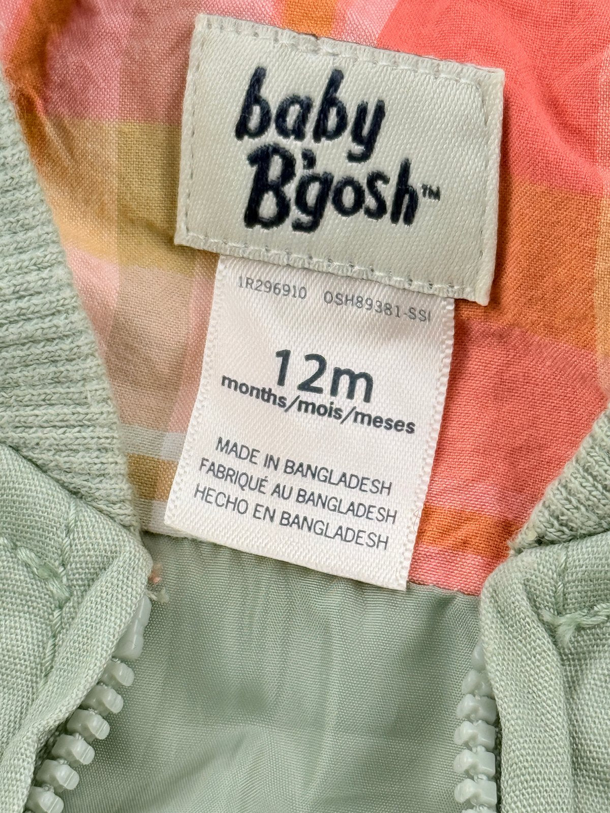 baby B'gosh Sage Green Bomber Jacket 12M