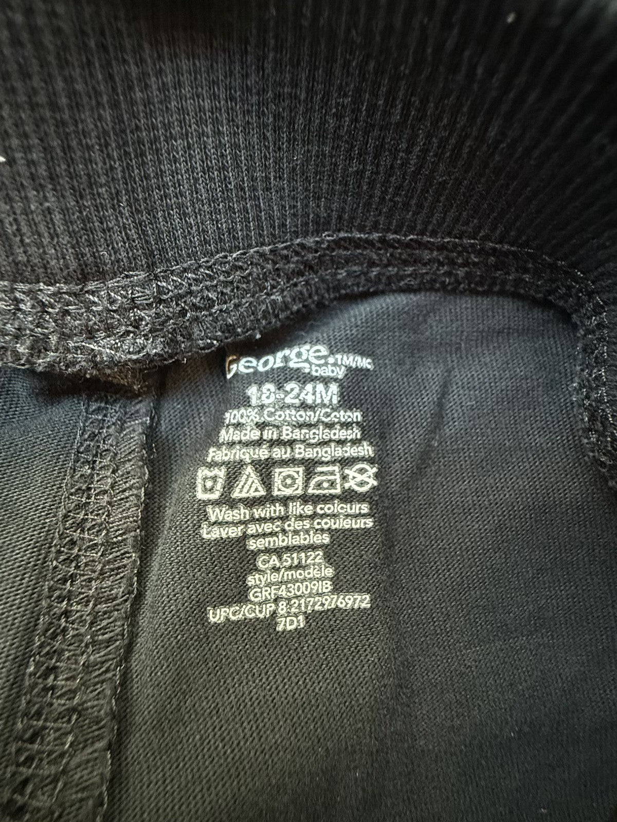 George Baby Black Jogger Pants 18-24M