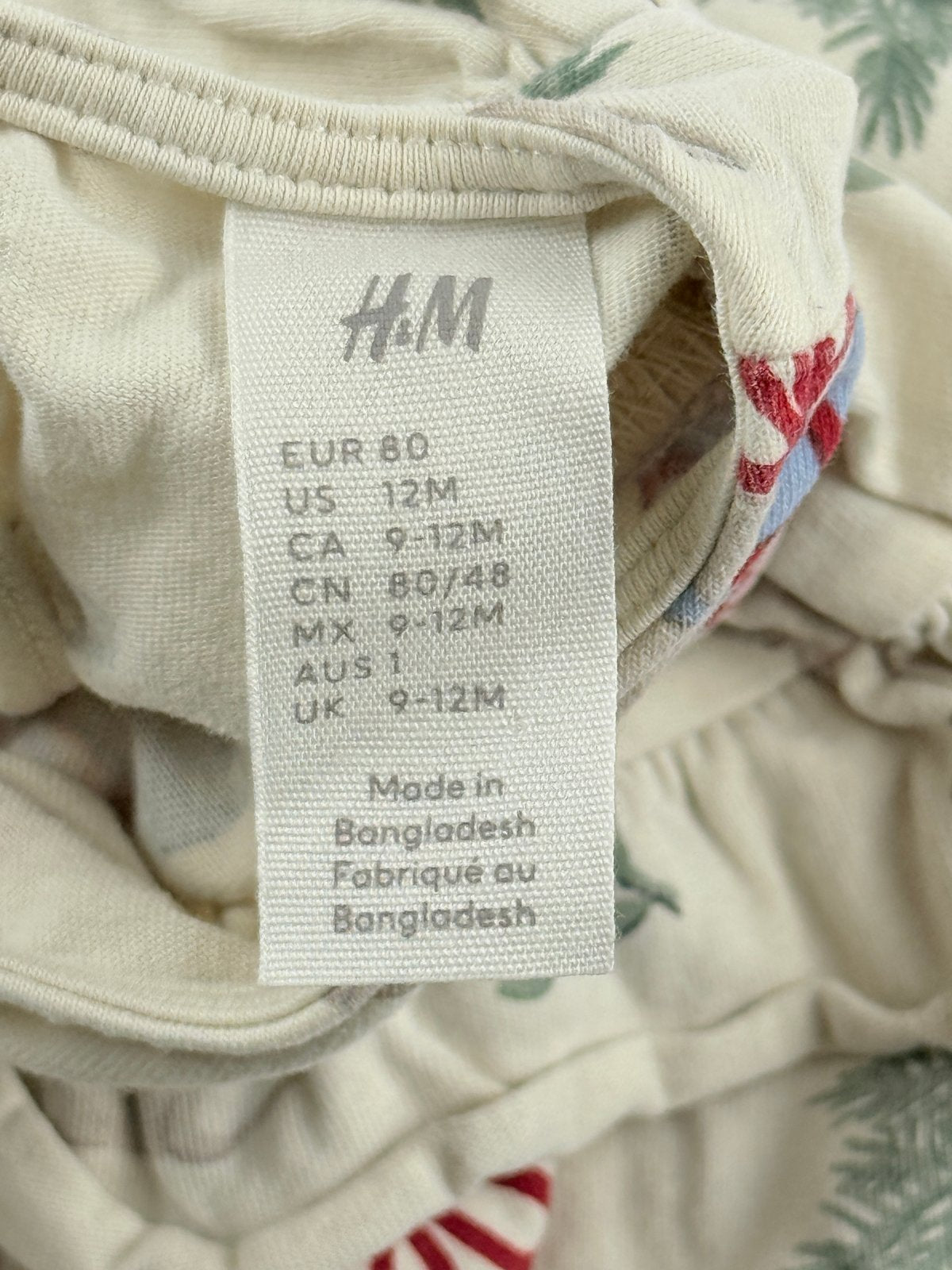 H&M Christmas Print Dress Size 9-12M