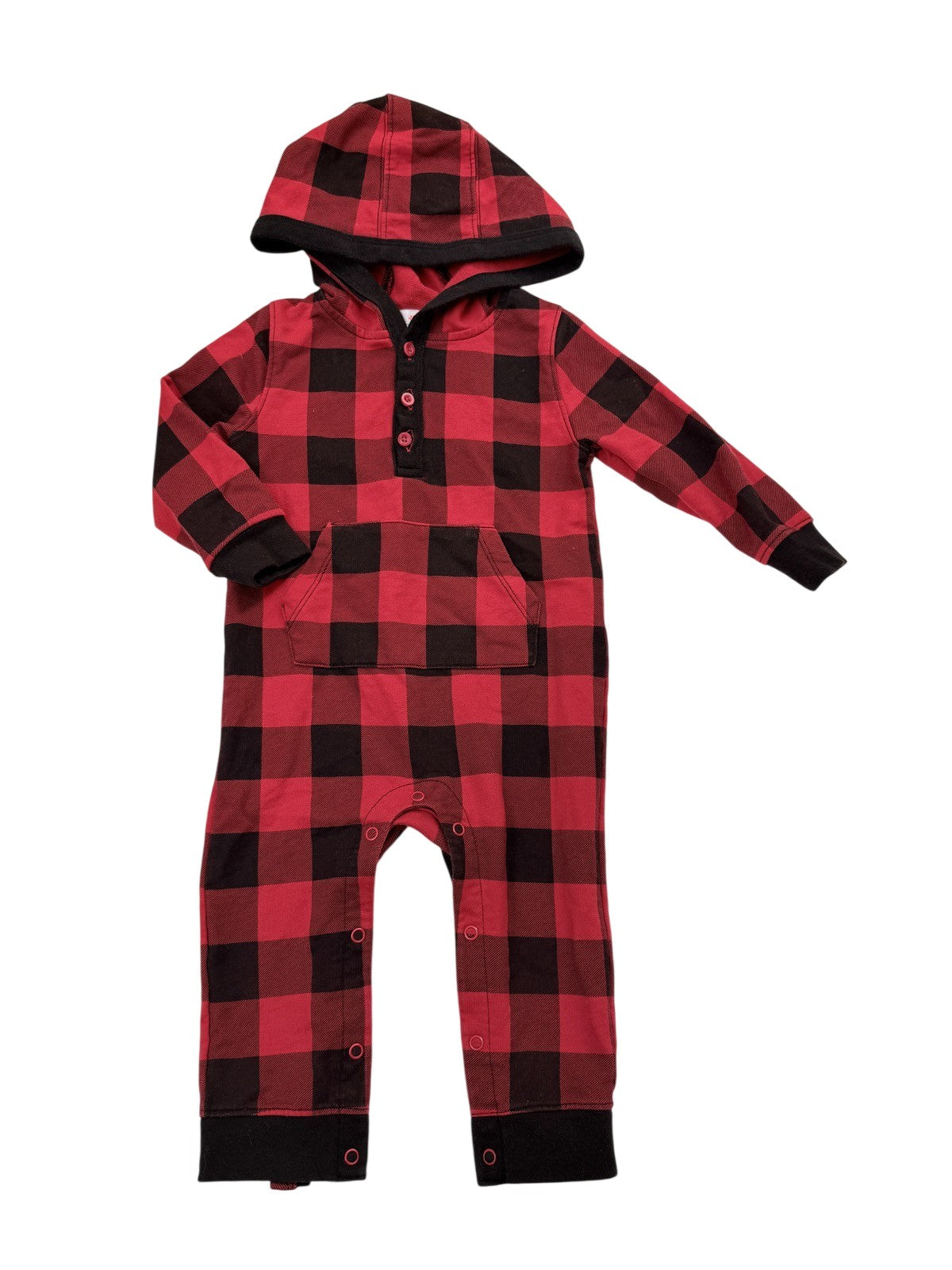 Joe Fresh Buffalo Plaid Hooded Romper 12-18m